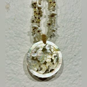 Vintage White Multi-strand Pendant Necklace